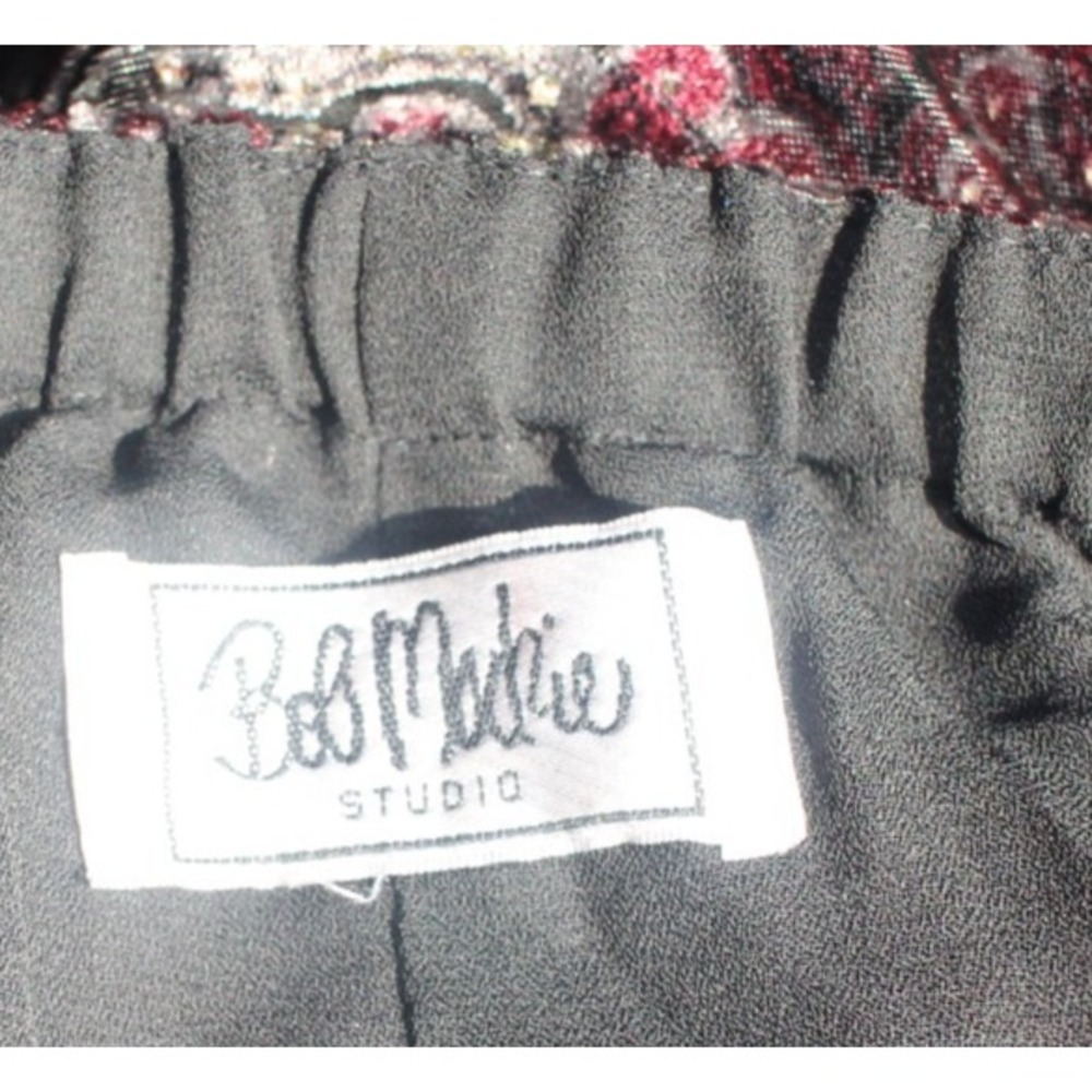 Bob Mackie Studio 4X Black Burgundy Paisley Velvet Handkerchief Maxi Skirt - Picture 4 of 4